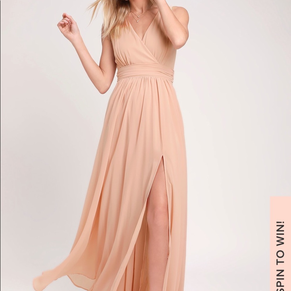 Thoughts of Hue Blush Surplice Maxi Dress